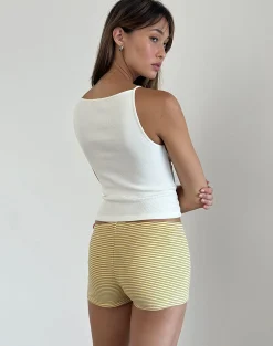 Motel Rocks Basic Tops | Vest Tops-Dudley Ribbed Vest Top in Off White OffWhite