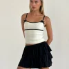 Motel Rocks Tailoring | Strappy Tops-Duta Cami Top in Cream with Black Bows