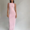 Motel Rocks Bodycon Dresses | Party Dresses-Elinor Maxi Dress in Slinky Baby Pink BabyPink
