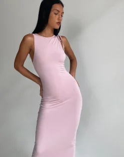 Motel Rocks Bodycon Dresses | Party Dresses-Elinor Maxi Dress in Slinky Baby Pink BabyPink
