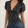 Motel Rocks Printed Tops-Elvita Top in Floral Land Black