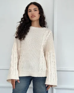 Motel Rocks Jumpers-Emarti Jumper in Luxe Chunky Knit Ivory