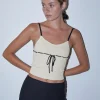 Motel Rocks Basics | Basic Tops-Emonie Cami Top in with Black Binding neutral