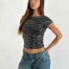 Motel Rocks Sequin Tops | Going Out Tops-Erika Backless Top in Black Gauzy Sequin BlackGauzySequin
