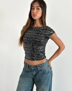 Motel Rocks Sequin Tops | Going Out Tops-Erika Backless Top in Black Gauzy Sequin BlackGauzySequin