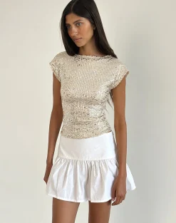Motel Rocks Sequin Tops | Going Out Tops-Erika Backless Top in Neutral Sequin NeutralSequin