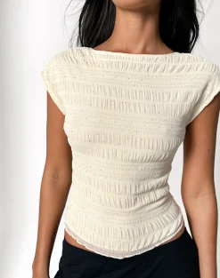 Motel Rocks Sequin Tops-Erika Backless Top in Sequin Mesh Ivory SequinMeshIvory