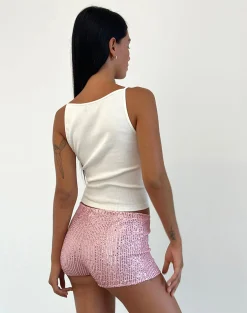 Motel Rocks Micro Shorts | Co-Ords-Erna Micro Short in Pink Mini Sequin PinkMiniSequin