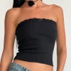 Motel Rocks Basics | Basic Tops-Ernie Bandeau Rib Top in black