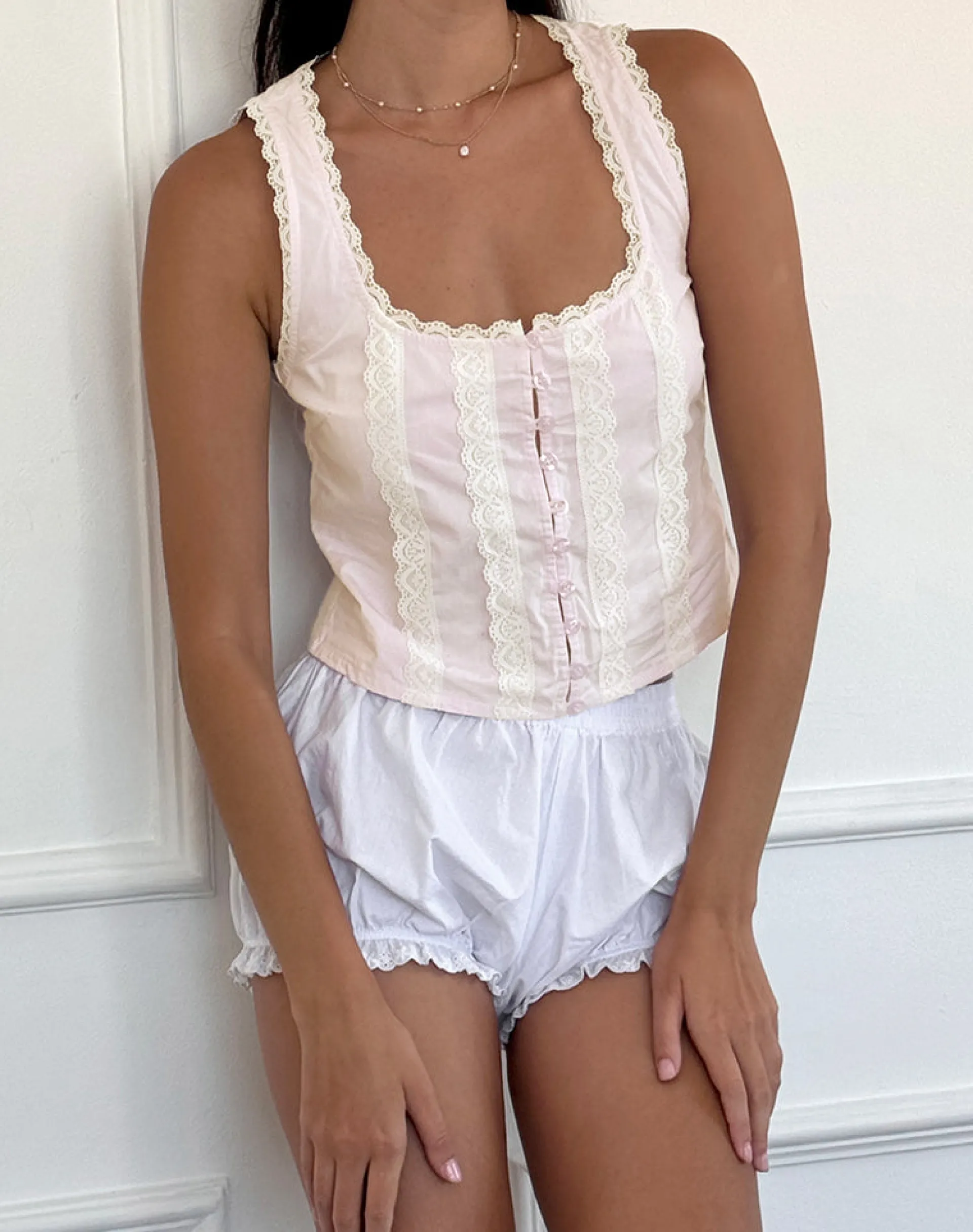Motel Rocks Strappy Tops | Going Out Tops-Esaula Button Front Top in Light Pink