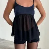 Motel Rocks Strappy Tops | Going Out Tops-Esila Top in Chiffon Satin Black