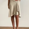 Motel Rocks Co-Ords | A Line Skirts-Esmeray Midi Skirt in Yellow Diagonal Stripe