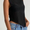 Motel Rocks Vest Tops | Basic Tops-Etta Knitted Vest Top in black