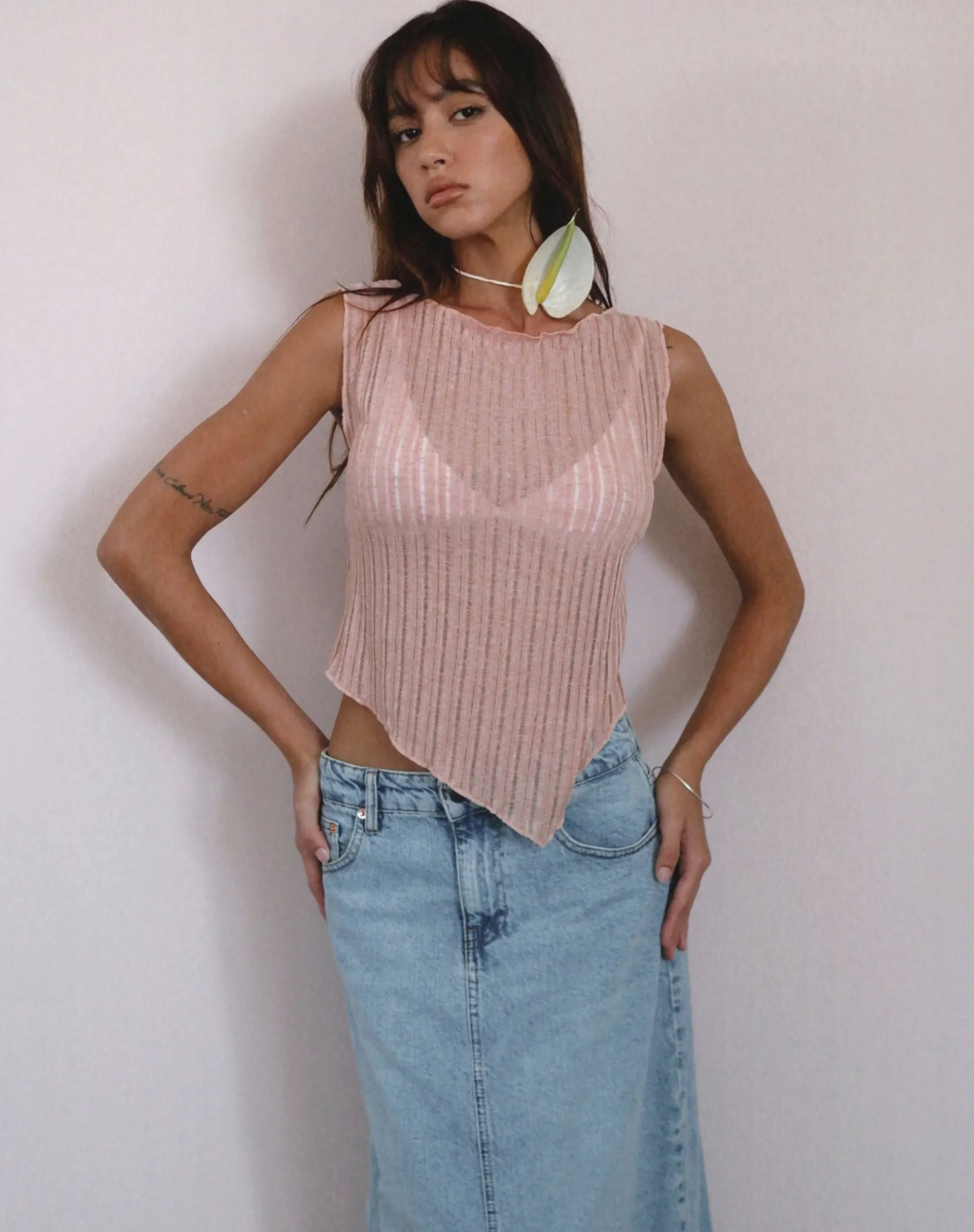 Motel Rocks Basic Tops | Vest Tops-Etta Knitted Vest Top In Pink
