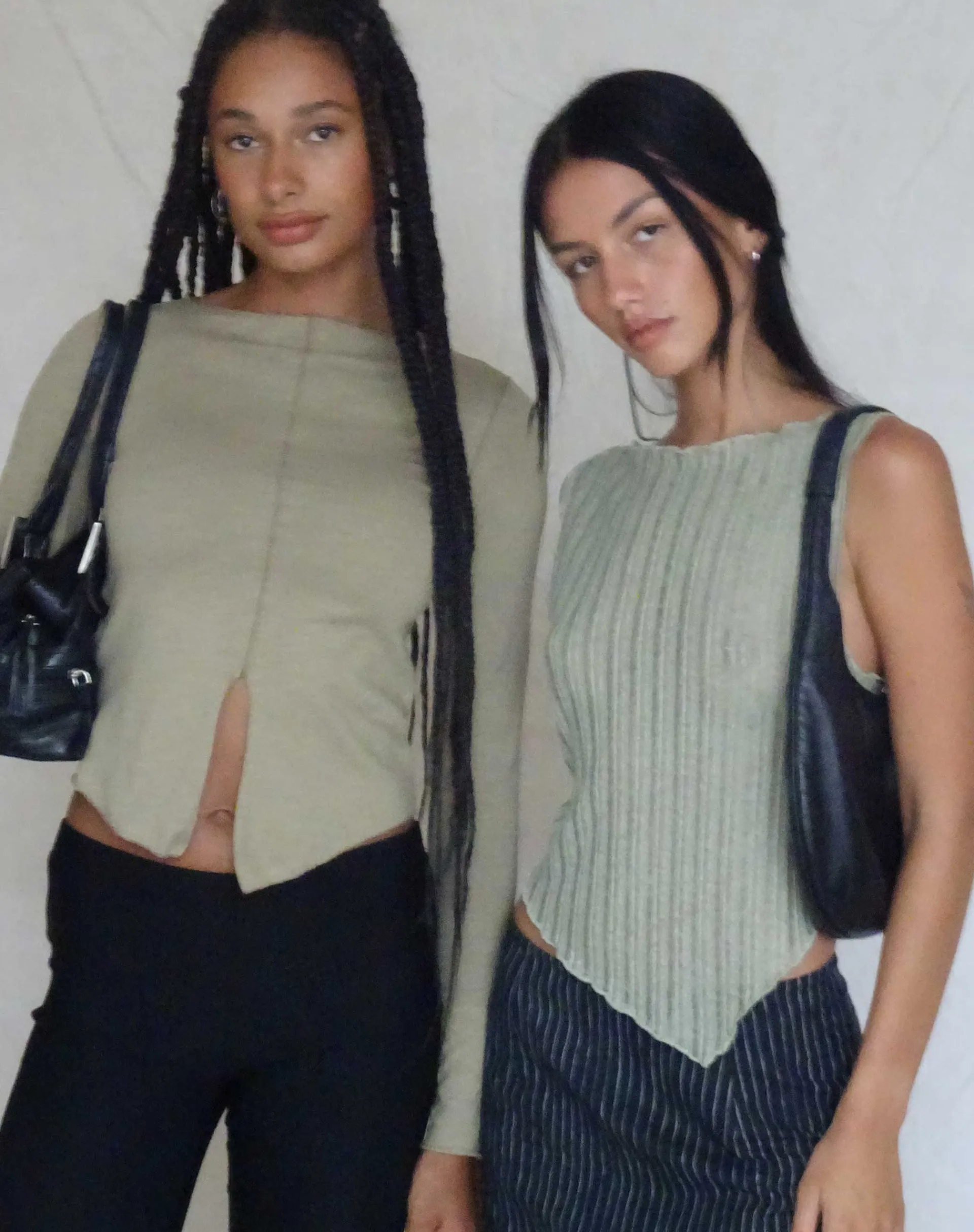Motel Rocks Vest Tops | Basic Tops-Etta Knitted Vest Top in sage
