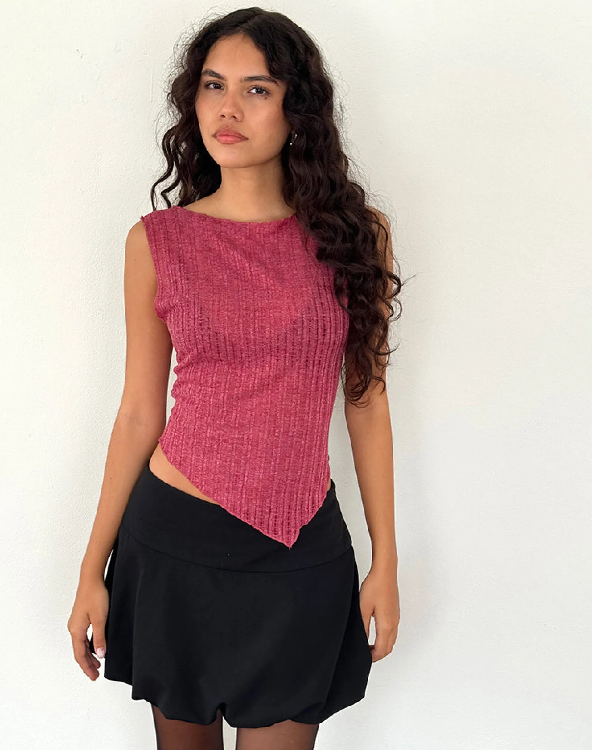 Motel Rocks Vest Tops-Etta Vest Top in Burgundy