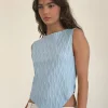 Motel Rocks Vest Tops-Etta Vest Top in Crinkle Blue CrinkleBlue