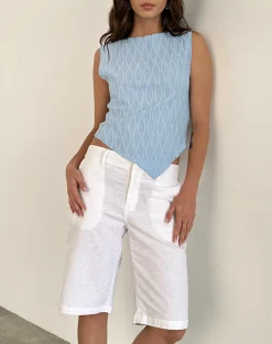 Motel Rocks Vest Tops-Etta Vest Top in Crinkle Blue CrinkleBlue