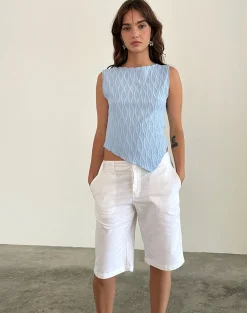 Motel Rocks Vest Tops-Etta Vest Top in Crinkle Blue CrinkleBlue