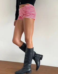 Motel Rocks Micro Shorts-Eunia Micro Shorts in Red and White Stripe RedandWhiteStripe