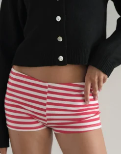 Motel Rocks Micro Shorts-Eunia Micro Shorts in Red and White Stripe RedandWhiteStripe