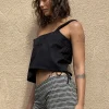 Motel Rocks Micro Shorts | Co-Ords-Eunia Shorts in Black and Brown Stripe BlackandBrownStripe