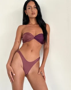 Motel Rocks Swimwear-Farida Bikini Bottom in Deep Mauve DeepMauve