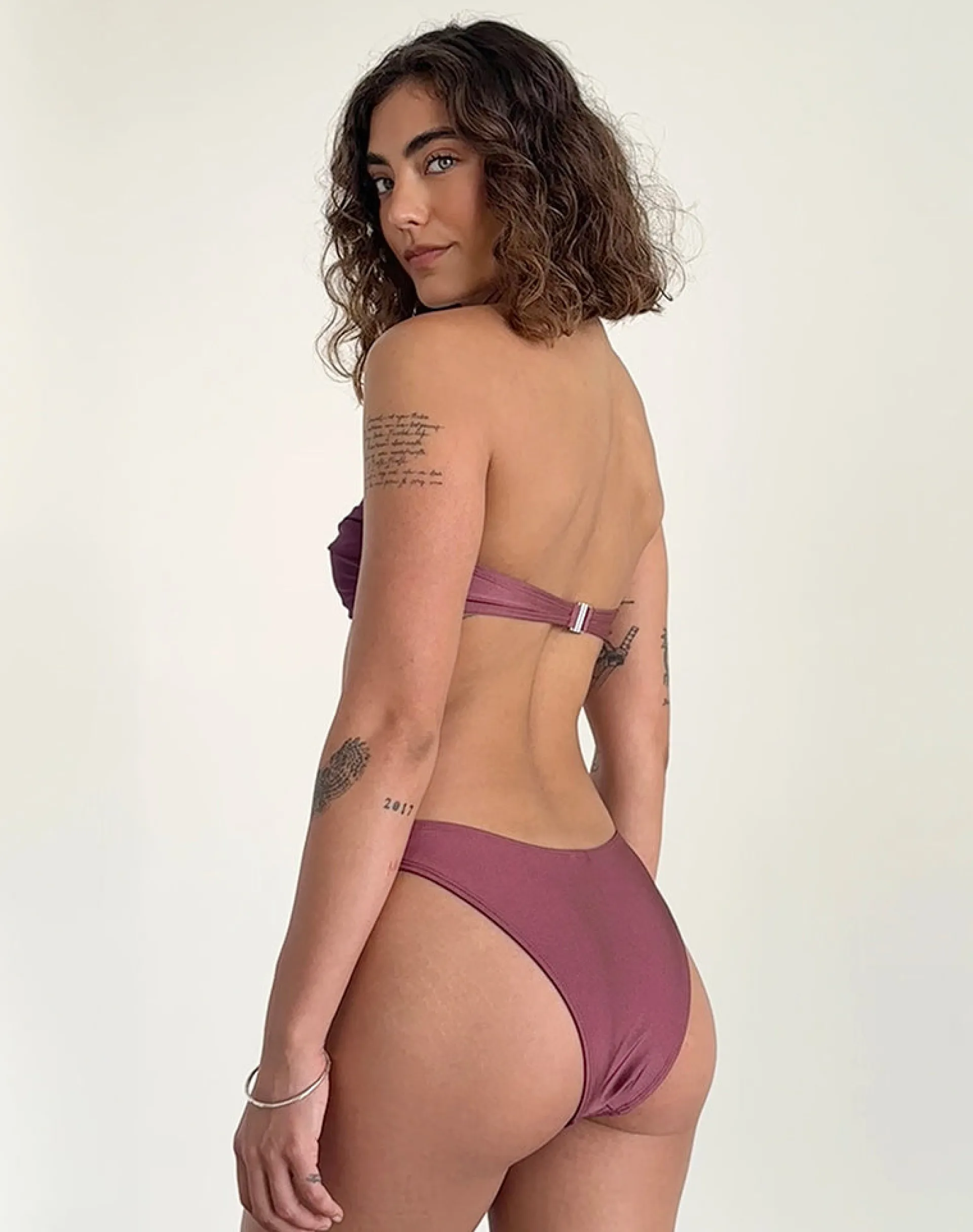 Motel Rocks Swimwear-Farida Bikini Bottom in Deep Mauve DeepMauve