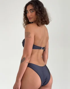 Motel Rocks Swimwear-Farida Bikini Bottom in Dark Grey DarkGrey