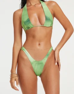 Motel Rocks Swimwear-Farida Bikini Bottom in Watercolour Green WatercolourGreen