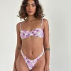 Motel Rocks Swimwear-Farida Bikini Bottoms in Bright Floral Orange and Purple BrightFloralOrangeandPurple