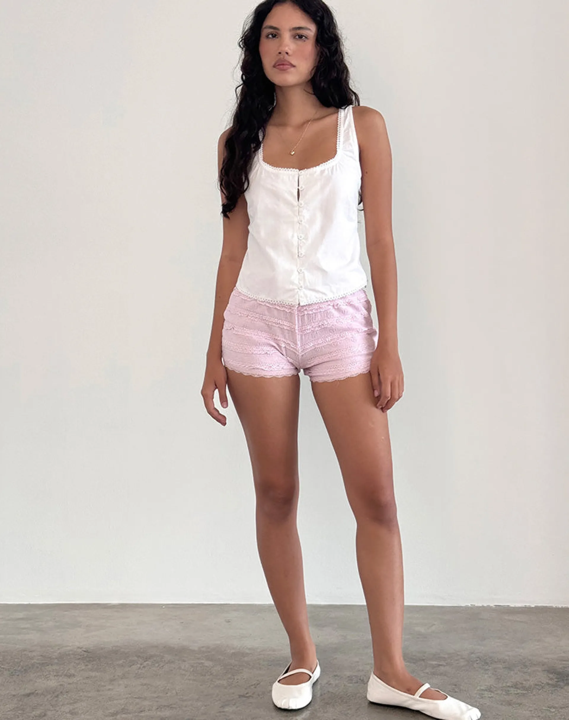 Motel Rocks Strappy Tops | Going Out Tops-Fawn Top in Poplin White PoplinWhite