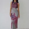Motel Rocks Printed Dresses | Maxi Dresses-Fayola Printed Maxi Dress in Pink Anatomy of Nature pinkanatomyofnature