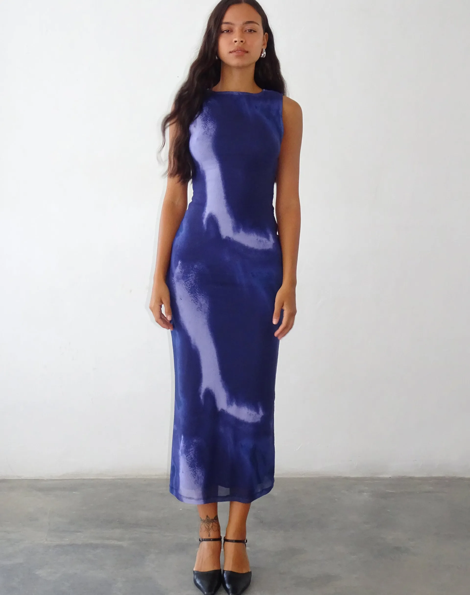 Motel Rocks Day Dresses | Printed Dresses-Fayola Printed Maxi Dress in Watercolour Navy WatercolourNavy