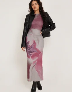 Motel Rocks Printed Dresses | Maxi Dresses-Fayola Printed Maxi Dress in Pink Anatomy of Nature pinkanatomyofnature