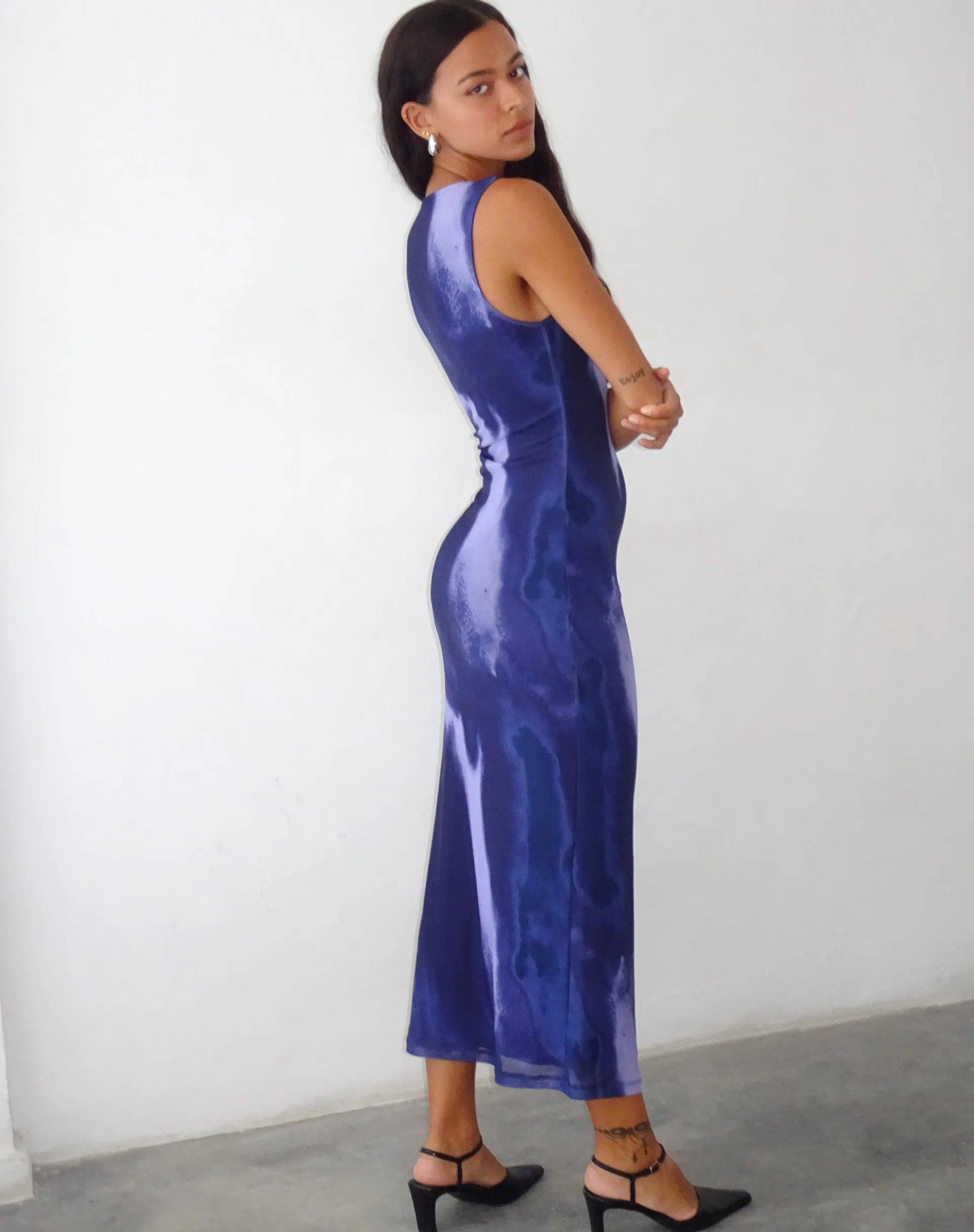 Motel Rocks Day Dresses | Printed Dresses-Fayola Printed Maxi Dress in Watercolour Navy WatercolourNavy