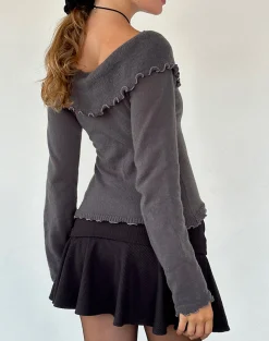 Motel Rocks Jumpers-Febby Sheer Knit Jumper in Dark Charcoal