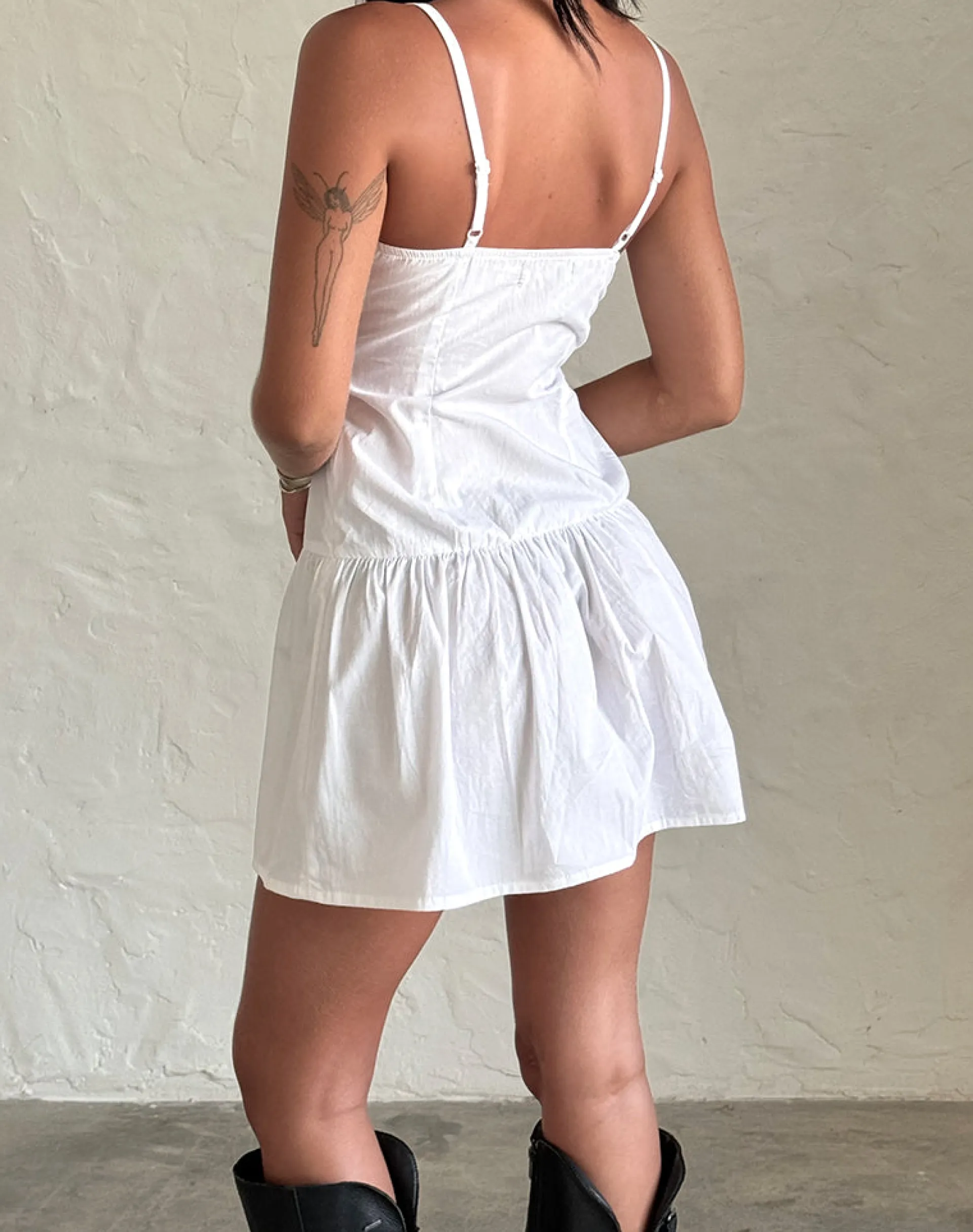 Motel Rocks Day Dresses | Party Dresses-Felin Mini Dress in White Poplin