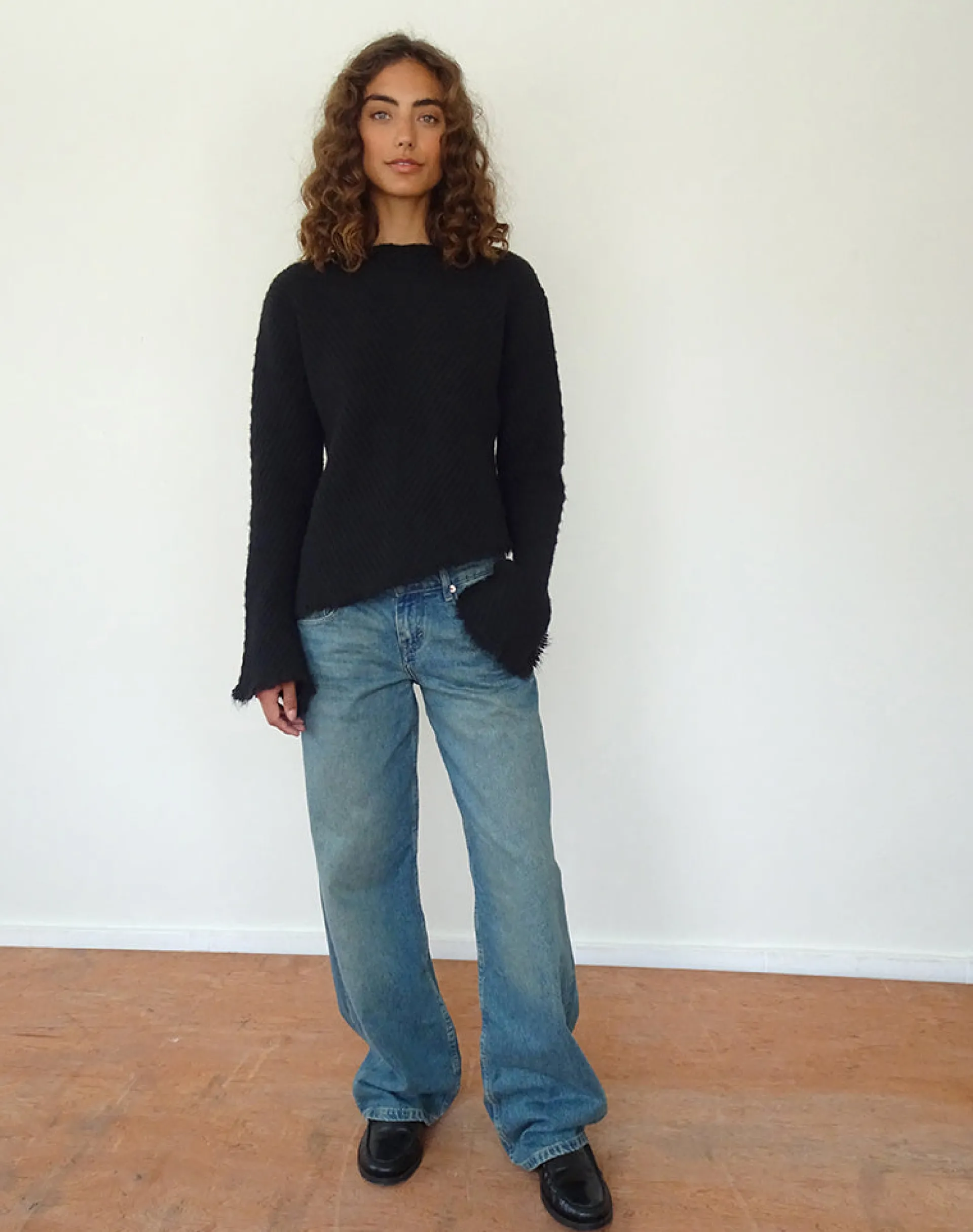 Motel Rocks Jumpers-Fergie Asymmetric Knit Jumper in Black