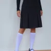 Motel Rocks Pleated Skirts | Midi Skirts-Fermi Pleated Midi Skirt in Tailoring Black