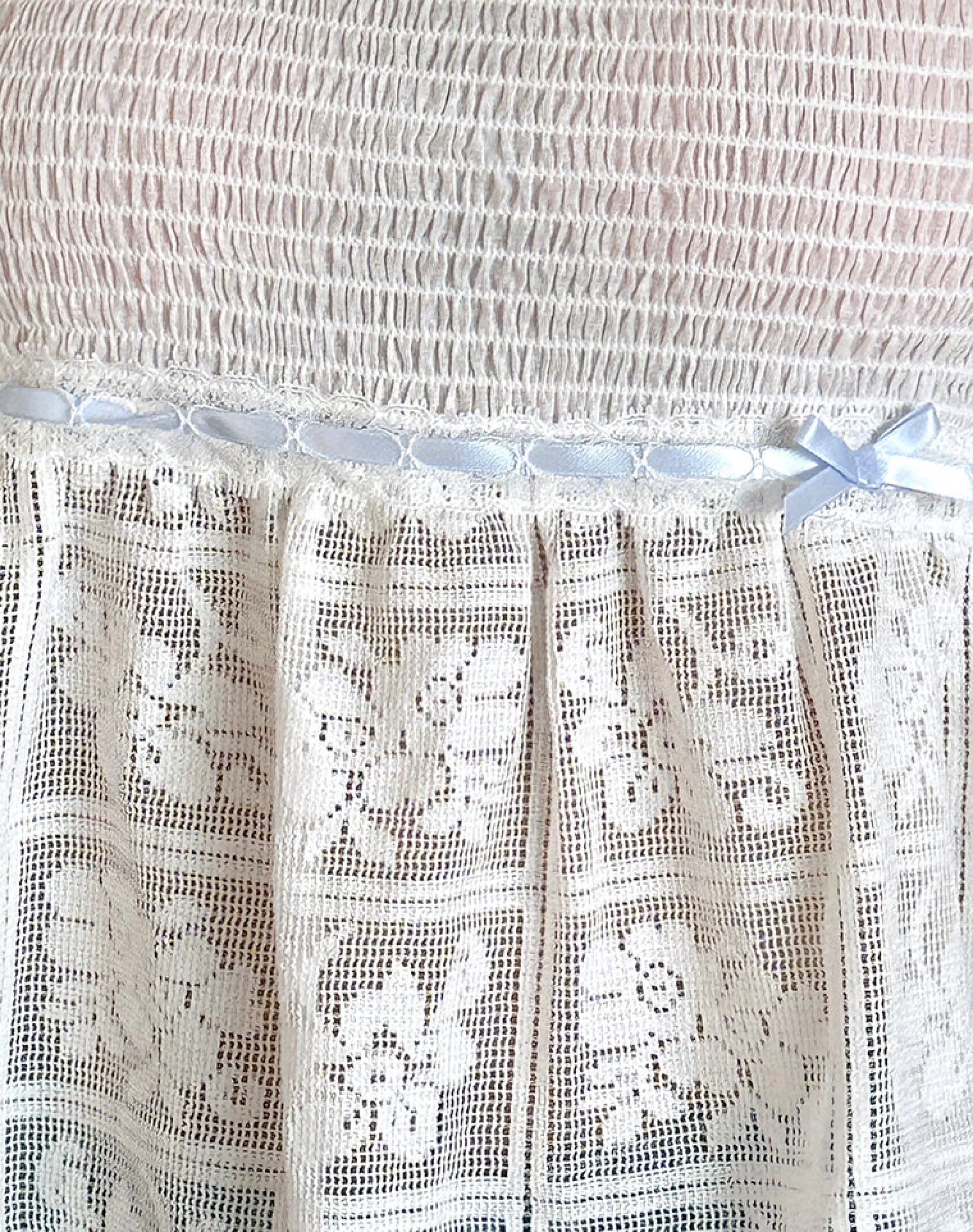 Motel Rocks Strappy Tops | Lace Tops-Flyn Top in Crochet Lace Shirred Poplin White