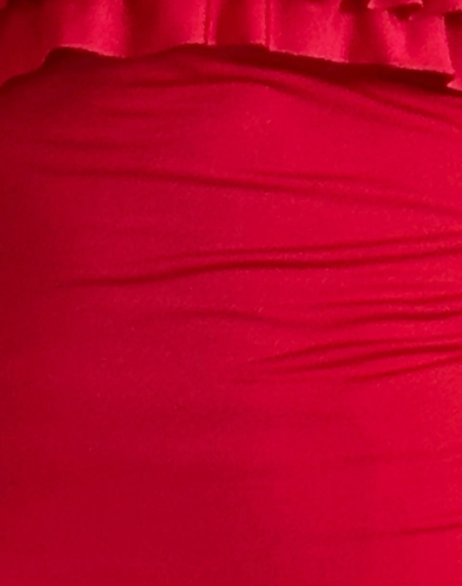 Motel Rocks Basic Tops | Bandeau Tops-Fortuna Ruffle Bandeau Top in Slinky Red