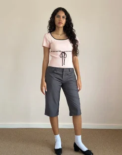 Motel Rocks Basics | Basic Tops-Frauke Top in Blush Pink with Black