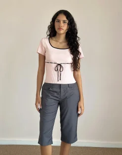 Motel Rocks Basics | Basic Tops-Frauke Top in Blush Pink with Black