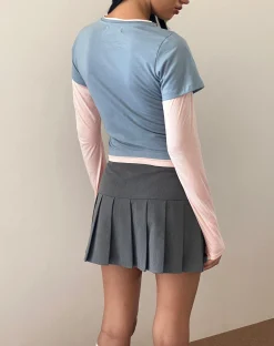Motel Rocks Basics | Long Sleeve Tops-GALEN TOP LIGHT GREY BLUSH M EMB