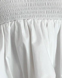 Motel Rocks Bandeau Tops-Gaux Puffball Shirred Top in Poplin Ivory PoplinIvory