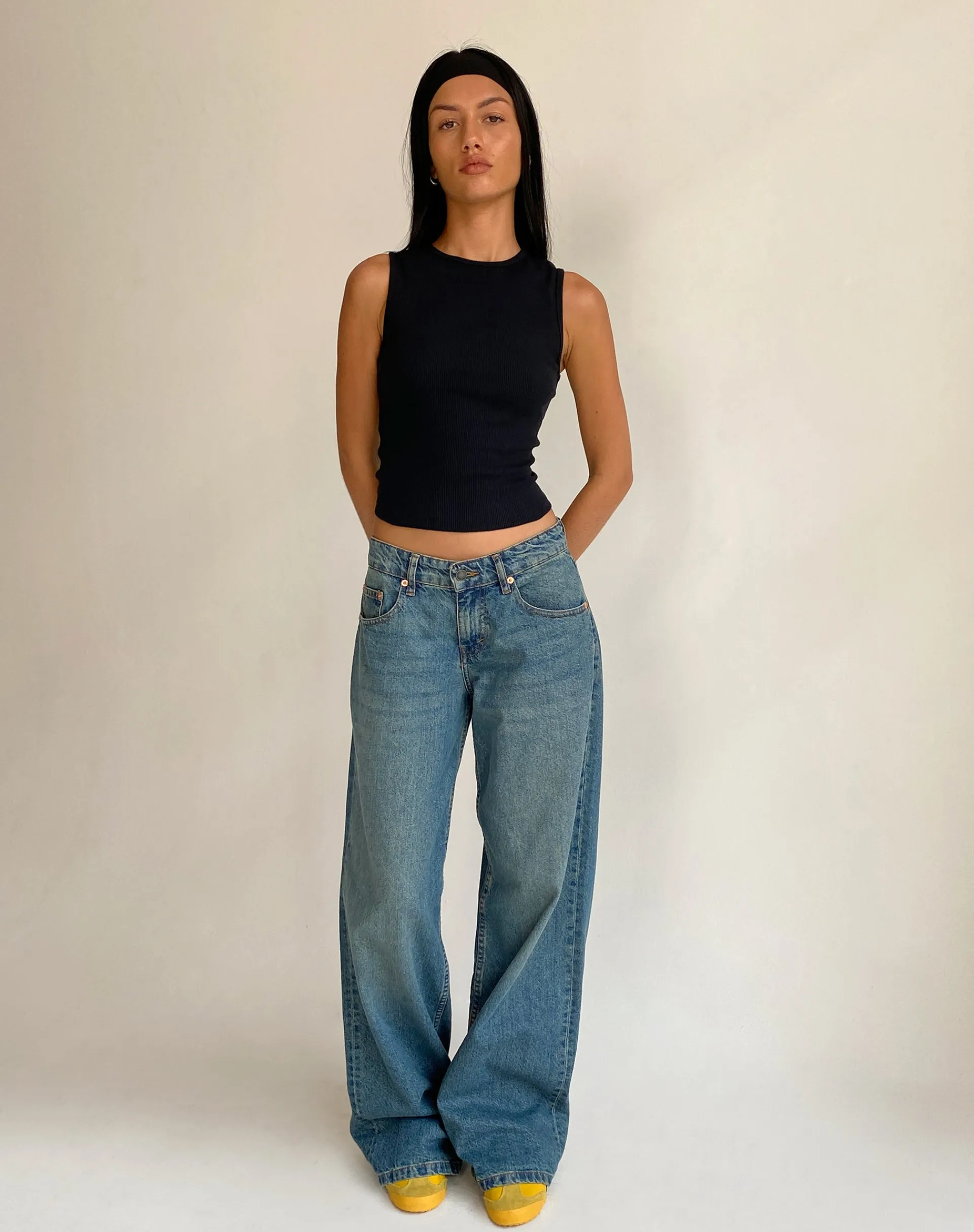 Motel Rocks Basics | Basic Tops-Gelsho Open Back Tank Top in Rib Black