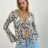 Motel Rocks Printed Tops | Long Sleeve Tops-Gerbera Long Sleeve Top in Grunge Floral Flock Cream