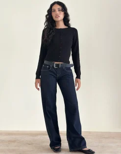 Motel Rocks Cardigans-Giovanna Cardigan in Flat Knit Black