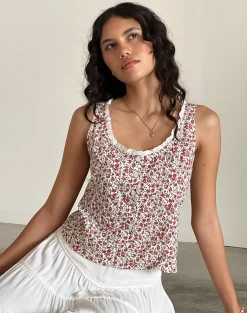 Motel Rocks Vest Tops | Printed Tops-Grodita Vest Top in Pretty Ditsy PrettyDitsy